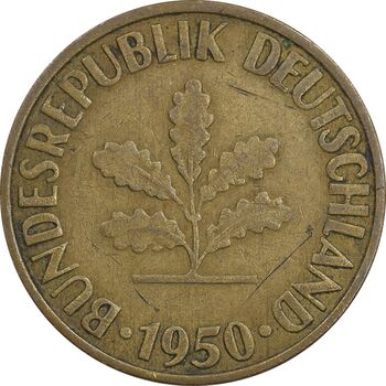 سکه 10 فینیگ 1950G جمهوری فدرال - EF45 - آلمان