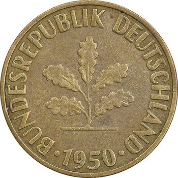 سکه 10 فینیگ 1950G جمهوری فدرال - EF45 - آلمان