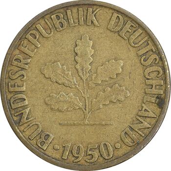سکه 10 فینیگ 1950G جمهوری فدرال - EF40 - آلمان