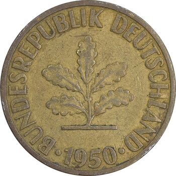 سکه 10 فینیگ 1950G جمهوری فدرال - EF40 - آلمان