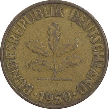 سکه 10 فینیگ 1950G جمهوری فدرال - EF40 - آلمان
