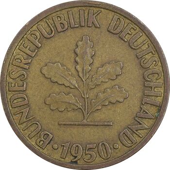 سکه 10 فینیگ 1950F جمهوری فدرال - EF45 - آلمان