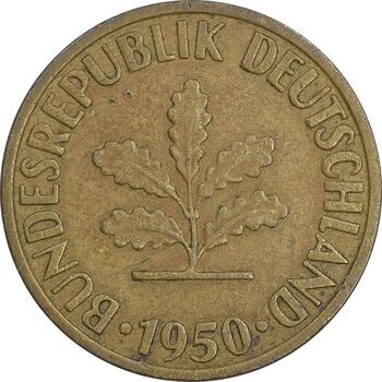 سکه 10 فینیگ 1950J جمهوری فدرال - EF45 - آلمان