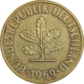 سکه 10 فینیگ 1969D جمهوری فدرال - EF40 - آلمان