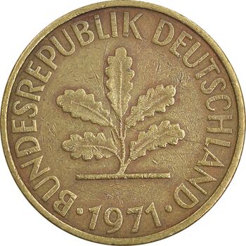 سکه 10 فینیگ 1971F جمهوری فدرال - EF45 - آلمان
