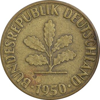 سکه 5 فینیگ 1950G جمهوری فدرال - EF45 - آلمان