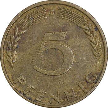 سکه 5 فینیگ 1950G جمهوری فدرال - EF45 - آلمان