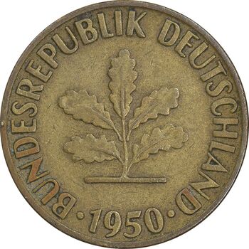 سکه 5 فینیگ 1950D جمهوری فدرال - EF45 - آلمان