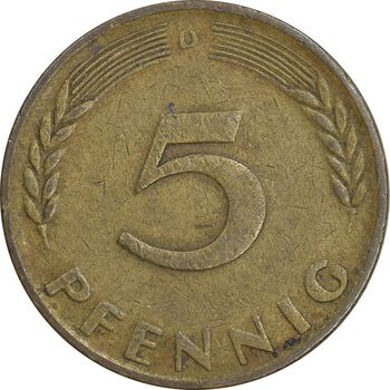 سکه 5 فینیگ 1950D جمهوری فدرال - EF45 - آلمان
