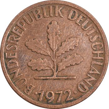 سکه 2 فینیگ 1972D جمهوری فدرال - EF45 - آلمان