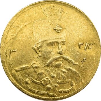 سکه طلا 5000 دینار 1324/3 تصویری (سورشارژ تاریخ) - MS61 - مظفرالدین شاه
