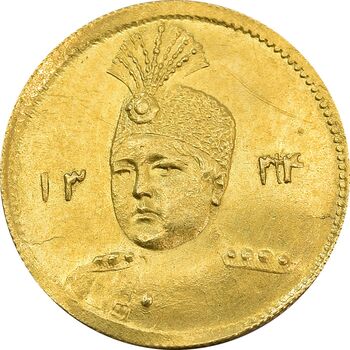سکه طلا 5000 دینار 1334 تصویری (سورشارژ تاریخ) - MS63 - احمد شاه