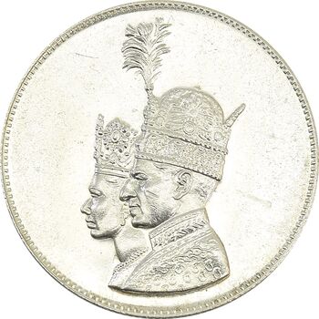مدال نقره جشن تاجگذاری 1346 - MS63 - محمد رضا شاه