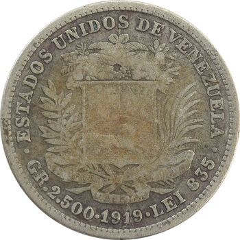 سکه 1/2 بولیوار 1919 - VF30 - ونزوئلا