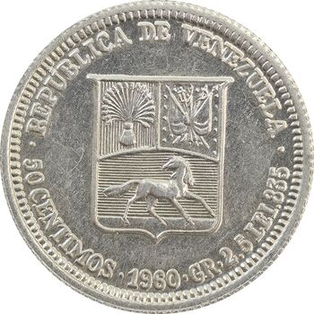 سکه 50 سنتیمو 1960 - MS63 - ونزوئلا