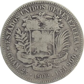 سکه 5 بولیوار 1902 - VF30 - ونزوئلا