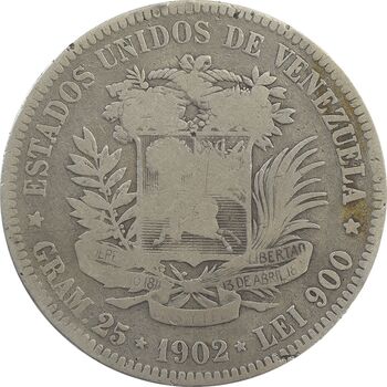 سکه 5 بولیوار 1902 - VF20 - ونزوئلا