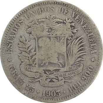 سکه 5 بولیوار 1903 - VF25 - ونزوئلا