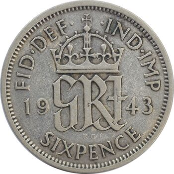 سکه 6 پنس 1943 جرج ششم - EF45 - انگلستان