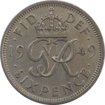 سکه 6 پنس 1949 جرج ششم - AU58 - انگلستان
