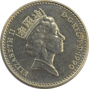 سکه 5 پنس 1990 الیزابت دوم - MS62 - انگلستان