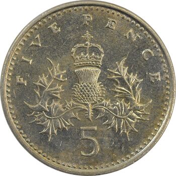 سکه 5 پنس 1990 الیزابت دوم - AU58 - انگلستان