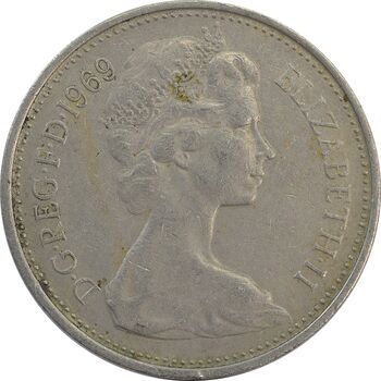 سکه 5 پنس 1969 الیزابت دوم - EF45 - انگلستان