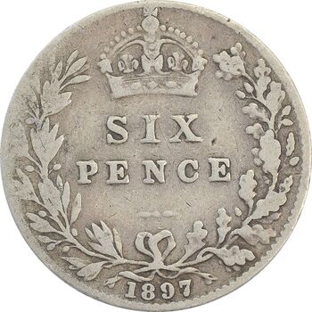 سکه 6 پنس 1897 ویکتوریا - VF20 - انگلستان