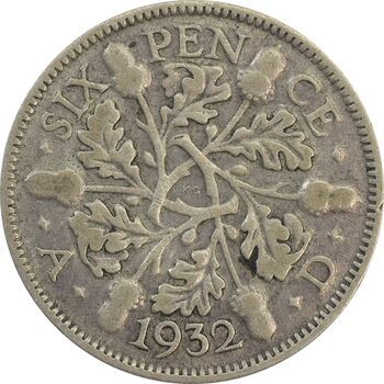 سکه 6 پنس 1932 جرج پنجم - EF45 - انگلستان