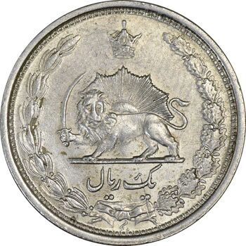 سکه 1 ریال 1313/2 - سورشارژ تاریخ نوع یک - AU58 - رضا شاه
