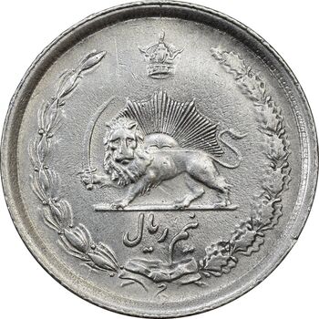 سکه نیم ریال 1313 (3 تاریخ بزرگ پایین) - AU55 - رضا شاه