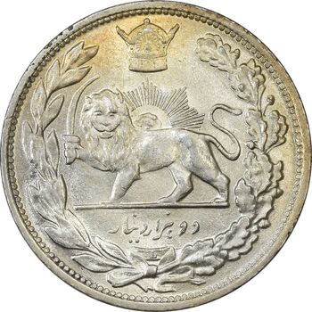 سکه 2000 دینار 1306L تصویری - MS63 - رضا شاه