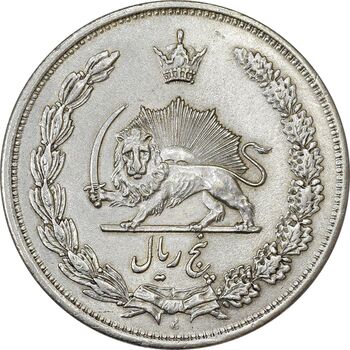 سکه 5 ریال 1313 - 3 تاریخ ضخیم - AU58 - رضا شاه