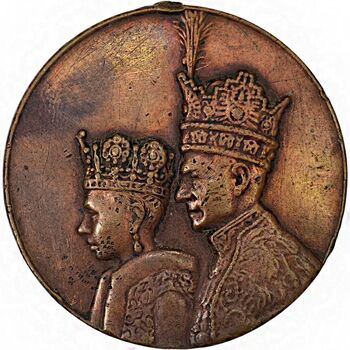مدال برنز آویزی تاجگذاری 1346 (روز) بدون روبان - VF35 - محمد رضا شاه