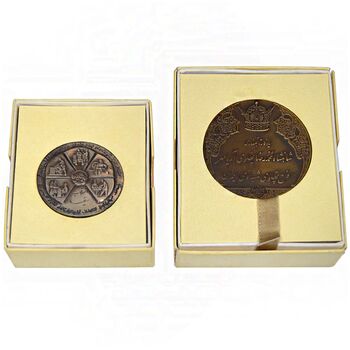 مدال برنز و نقره انقلاب سفید 1346 (با جعبه) - MS63 - محمد رضا شاه