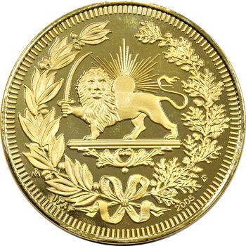 مدال طلایی یادبود رضا شاه (با جعبه فابریک) 1384 - UNC