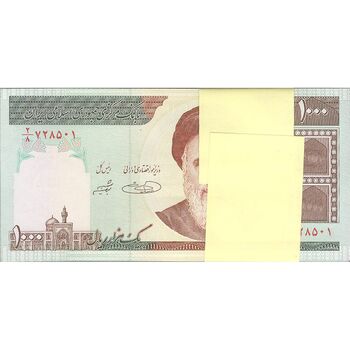 بسته اسکناس 1000 ریال (حسینی - شیبانی) - UNC - جمهوری اسلامی