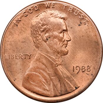 سکه 1 سنت 1988 لینکلن - MS63 - آمریکا