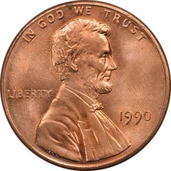 سکه 1 سنت 1990 لینکلن - MS64 - آمریکا