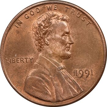 سکه 1 سنت 1991 لینکلن - MS62 - آمریکا