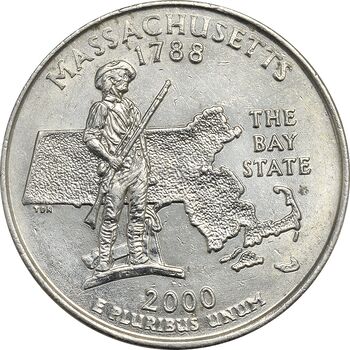 سکه کوارتر دلار 2000P ایالتی (ماساچوست) - MS61 - آمریکا