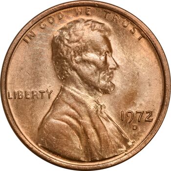 سکه 1 سنت 1972D لینکلن - MS62 - آمریکا