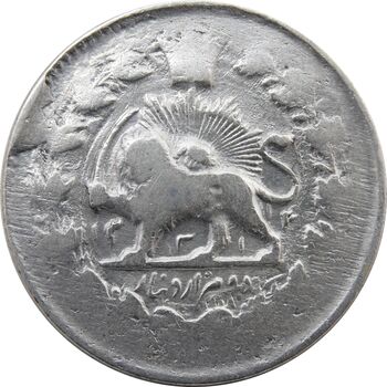 سکه 2000 دینار 1314/2 (سورشارژ تاریخ) خطی - مظفرالدین شاه