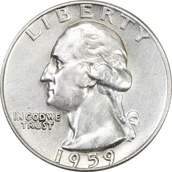 سکه کوارتر دلار 1959D واشنگتن - EF45 - آمریکا