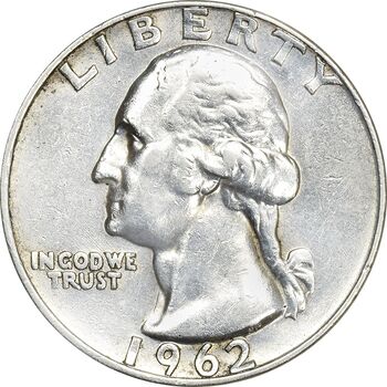سکه کوارتر دلار 1962D واشنگتن - EF45 - آمریکا