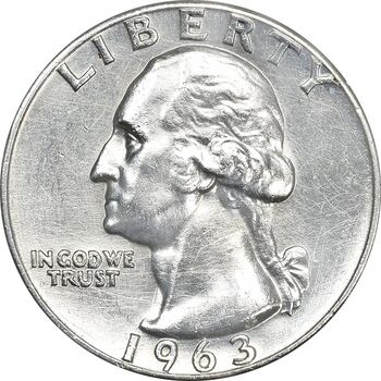 سکه کوارتر دلار 1963 واشنگتن - AU50 - آمریکا