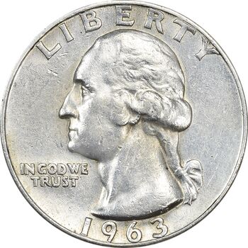 سکه کوارتر دلار 1963D واشنگتن - EF45 - آمریکا