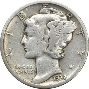 سکه 1 دایم 1938 مرکوری - VF35 - آمریکا