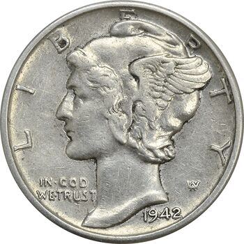سکه 1 دایم 1942D مرکوری - EF45 - آمریکا