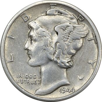سکه 1 دایم 1944D مرکوری - EF45 - آمریکا